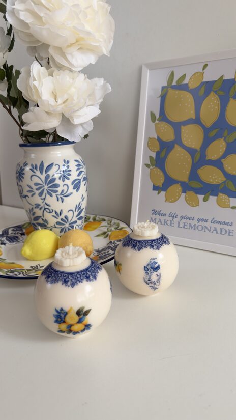 Zilie Porcelāna Citroni